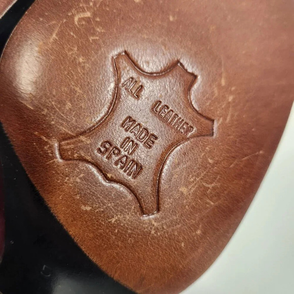 Vintage Leather Closed Toe Pumps Spain  Size 5 Wine Red - Picture 10 of 13